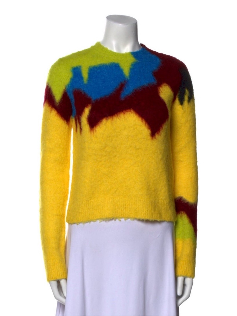 Loewe Wool Knit Multicolor Yellow Sweater with Matching Scarf